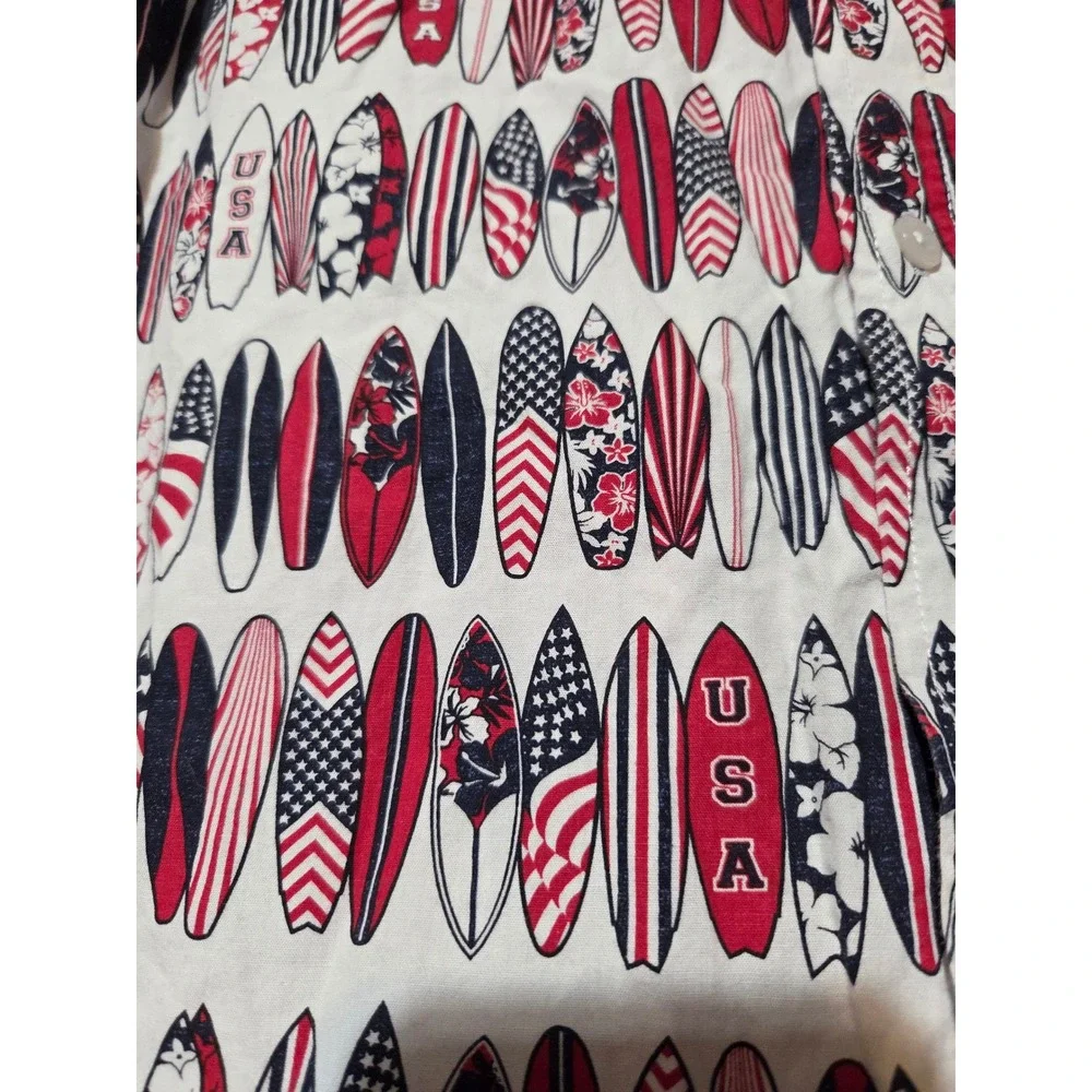 The Childrens Place Boys 10-12 Short Sleeve‎ Button Up Shirt Surfboard Print